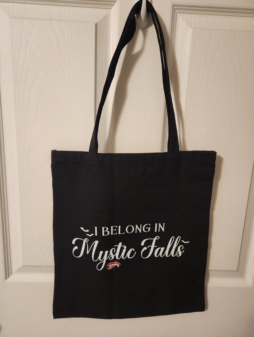 Black Vampire Diaries 'I Belong in Mystic Falls' Tote Bag
